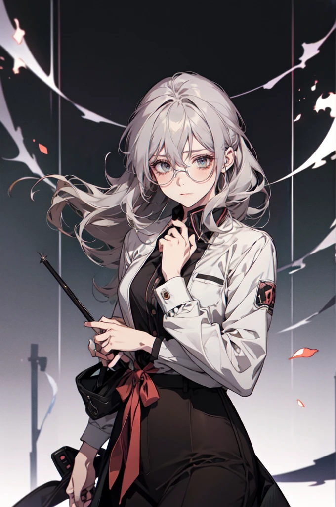 Wear sunglasses、Anime girl with a newspaper in front of her, Young woman anime visual, Cute girl anime visuals, style of madhouse anime, Gray-haired少女, Anime atmosphere, junko enoshima, Gray-haired lady, perfect Gray-haired girl, Gray-haired, Aesthetic award winning anime, Anime Styleに, Anime Style, Anime characters、In a completely different expression