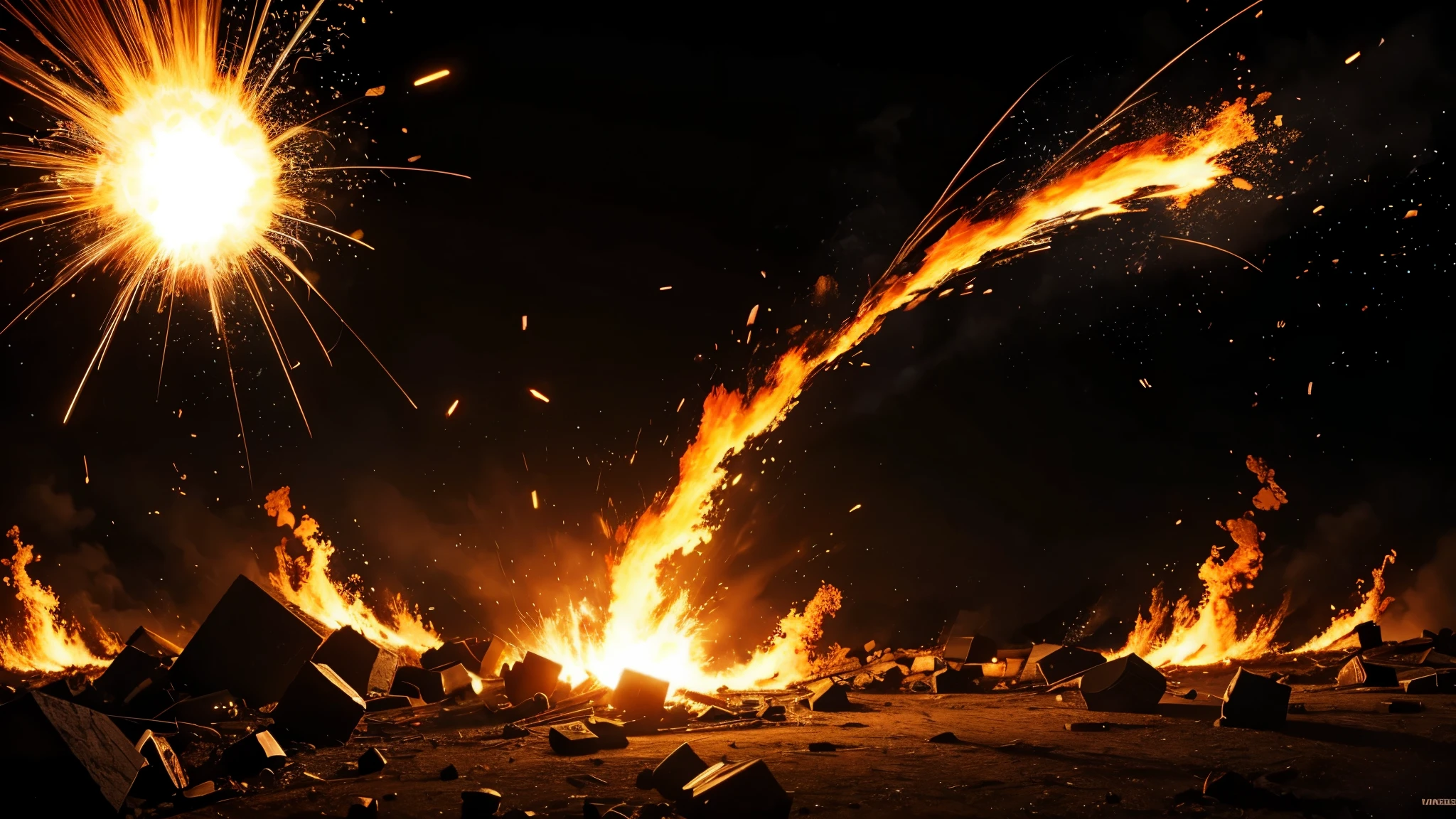 masterpiece, best quality, extremely detailed, hyperrealistic:1.1, photorealistic, small fire effect, explosion effect, black background