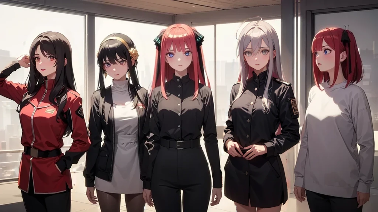 vladilenamilize, vladilena milize, (grey eyes:1.5), 1woman, mature woman, grey hair, hair between eyes, long hair, ahoge,
BREAK ((Official Outfit:1.5)),
BREAK Cyberpunk_CityView, Before Window, standing at attention,armpits,arm up,
BREAK (masterpiece:1.2), best quality, high resolution, unity 8k wallpaper, (illustration:0.8), (beautiful detailed eyes:1.6), extremely detailed face, perfect lighting, extremely detailed CG, (perfect hands, perfect anatomy),