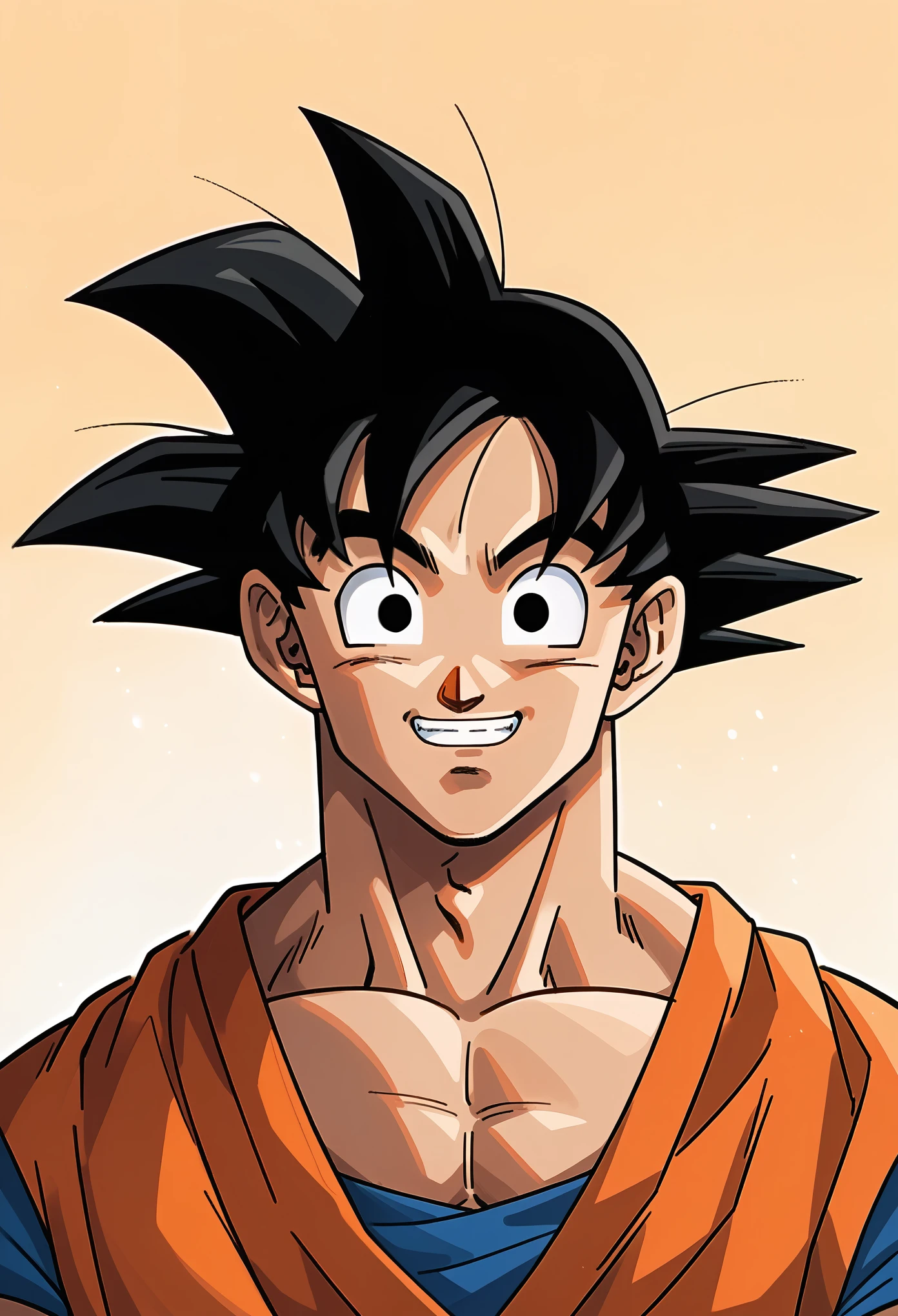 score_9, score_8_up, score_7_up,
gokuxl, solo,1boy,  black eyes, looking at viewer,
 blue dougi, happy, uppar body, black hair , orange dougi,
