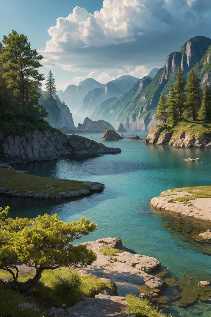 landscape,water,(Highly detailed CG Unity 8k wallpaper), The most beautiful works of art in the world,Professional majestic oil painting,complicated, High detail, Sharp focus, dramatic, Photorealistic pictorial art