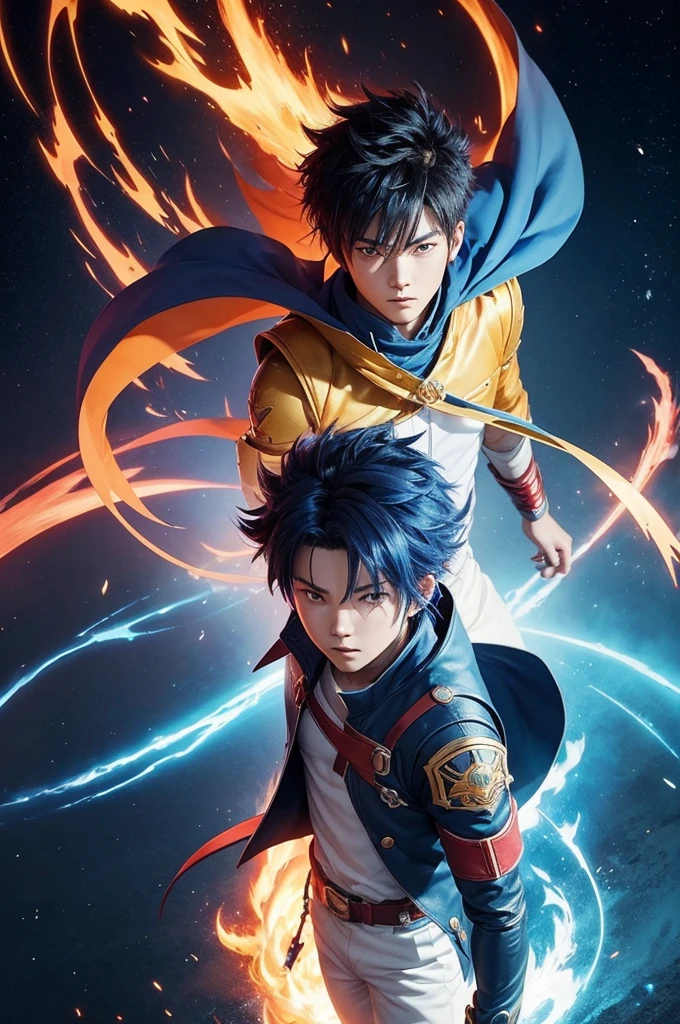Kaito - The Protagonist

Power: Fire
Personality: Determined, courageous, impulsive
Story: A young orphan who discovers his power to control fire. He is chosen as leader of the Guardians and fights to protect his friends and the Celestial Kingdom.