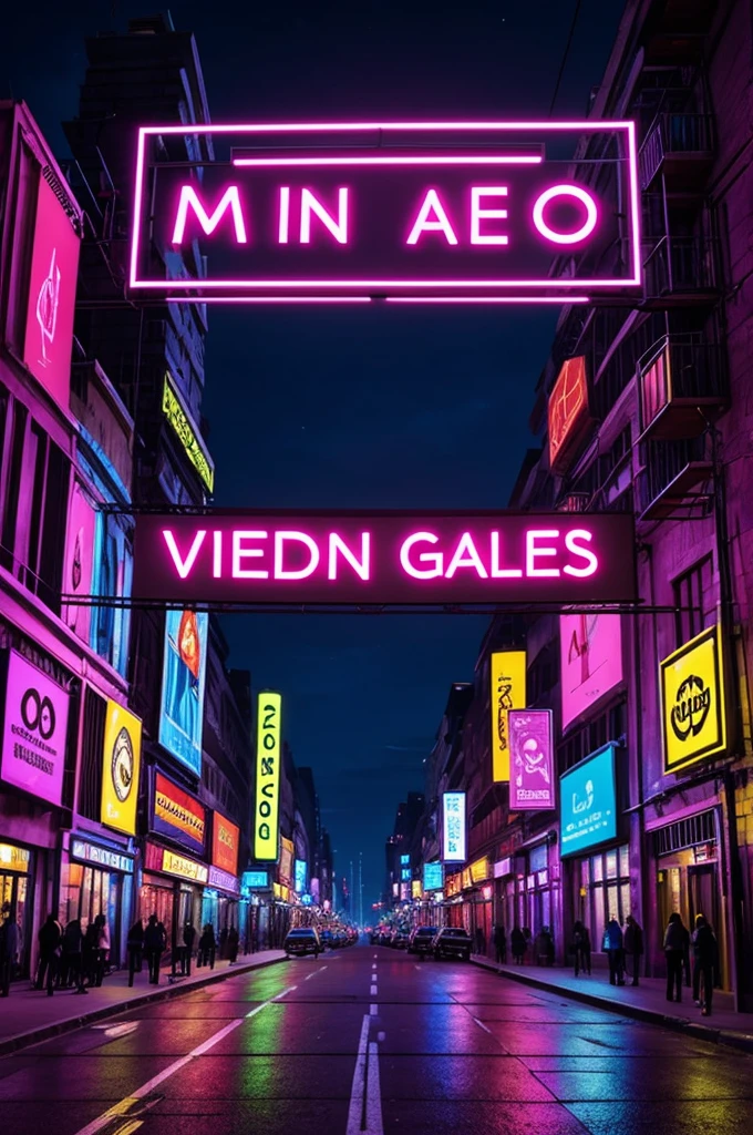 Make a neon banner about video games 