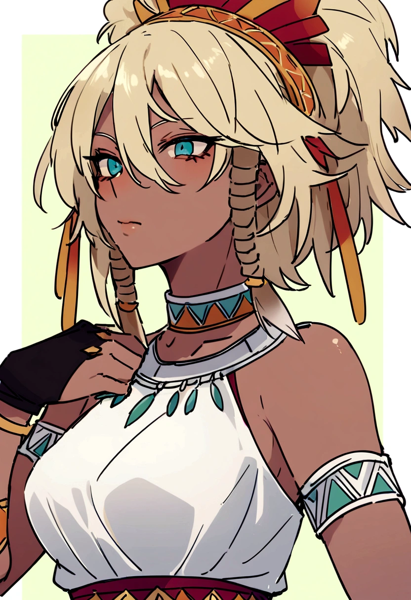 Ultra Detailed, big breast, 1girl, Official Art, Unity 8k Wallpaper, fanart, commissioned art, professional artist, digital art, alluring, face, ((flat color)), ((celshade)), african tribal girl, tribal people, dark skin, african race, african tribe, african culture, african skin
