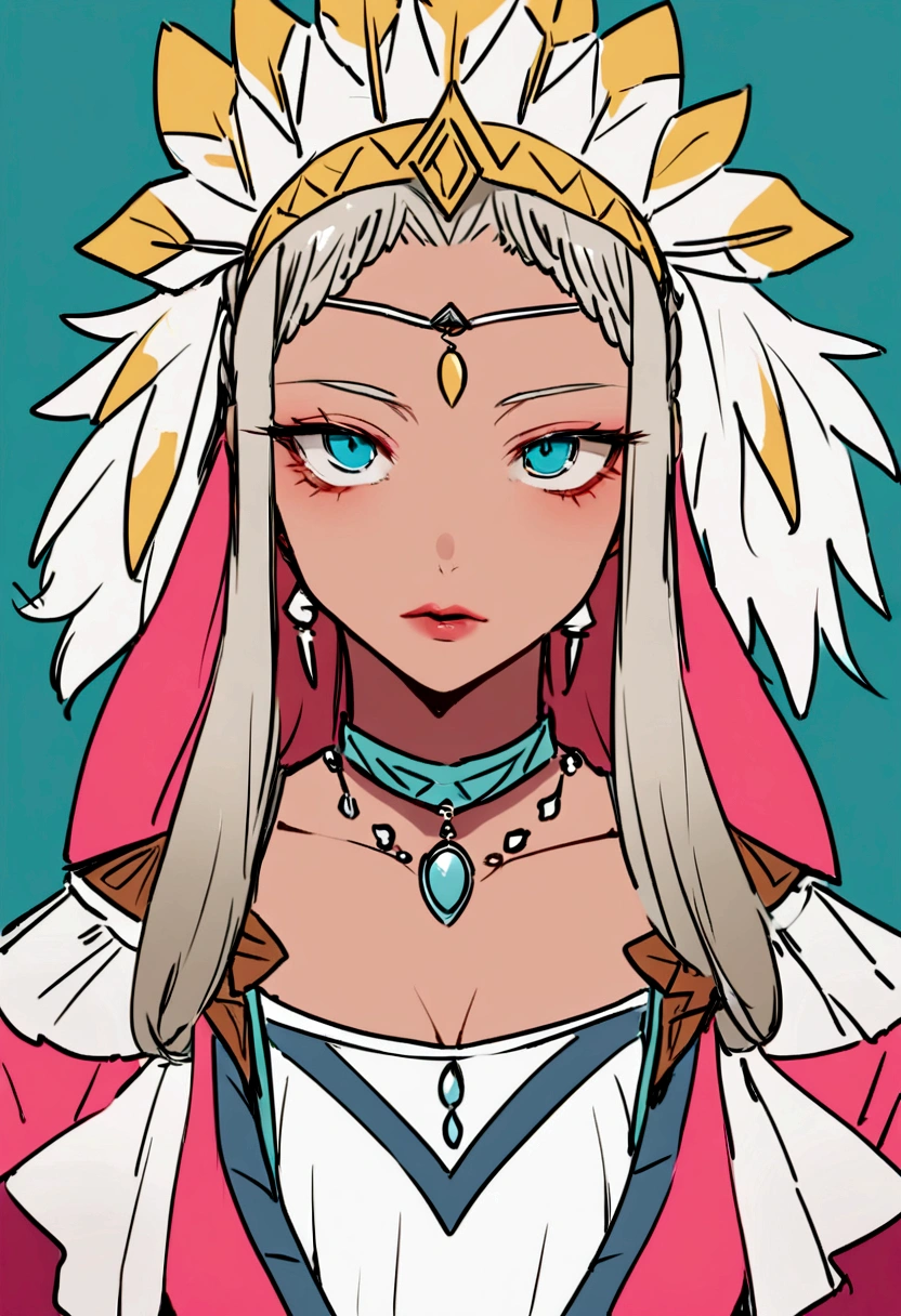 "(meilleure qualité,Ultra-détaillé),Peau d'ébène,Peau d'ébènened female:1.1,beaux yeux détaillés,belles lèvres détaillées,dreadlocks blanches,épais,tenue de guerrier tribal,pas trop fort,posture confiante,Fond exotique,netteté,Des couleurs vives