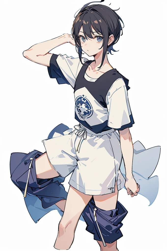 a man in a listrado shirt and shorts stands in front of a white background, sentido, pele bronzeada, camiseta e shorts, trend in r/moda urbana, estilo medo de deus, roupa casual, 1505, vestindo shorts e camiseta, este estilo de conjunto, with prison clothing, listrado, moda urbana, 1 5 0 4, 1 4 8 0 s
