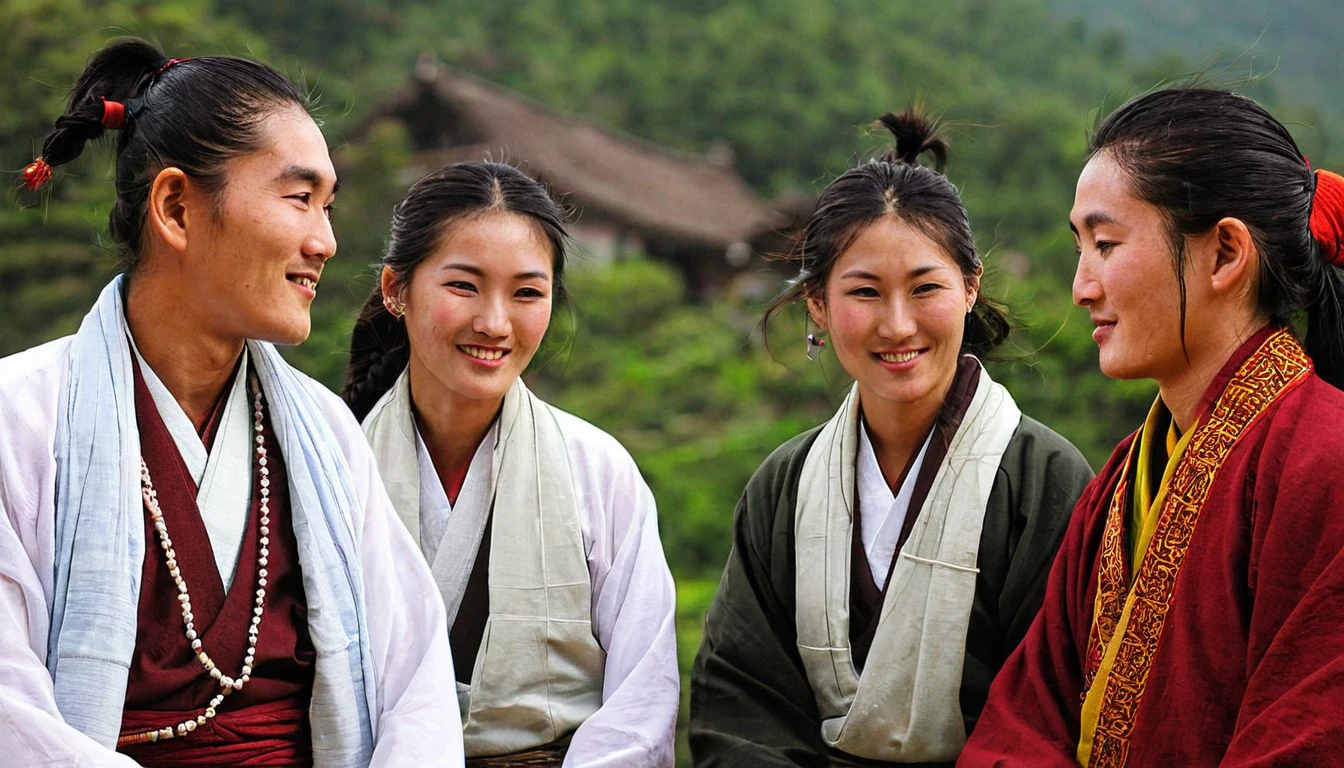 Tibetan men and women