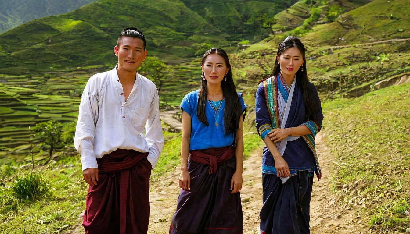 Tibetan men and women