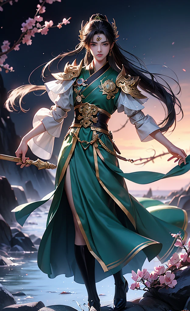 ((Best quality)), ((masterpiece)), (detailed), ((perfect face)), ((halfbody)) pretty face, boy, teen boy, pct proportions , Shen Qingqiu character , long black hair, boy version , detailed background, ,High ponytail ,have sports a cinnabar mole ,Wear a Hanfu robe,Shen Qingqiu is an extremely elegant man with scholarly air. Shen Qingqiu is an extremely elegant man with scholarly air,1boy
