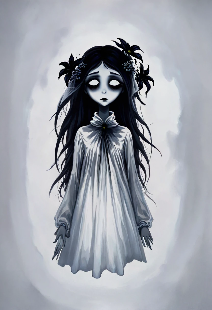 The girl from Guatemala, with its eternal ghostly beauty, all dressed in white with black flowers on her chest. In vaporous form the silhouette slowly disappears. like the dream of love.