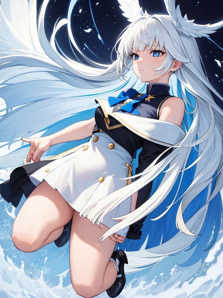 (Cute girl:1.5),(White stockings:1.2+White color hair:1.2),(cat ear:1.2),a sailor suit,long whitr hair