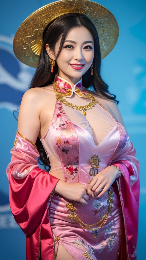 1 Girl, Beautiful, Baby Face, 20 Years Old, White Skin, Colossal Breasts, Sexy Pose, Sexy Look, Sexy Makeup, Wearing Gorgeous Tang Costumes, Conservative Tang Dynasty Ladies Clothing , ((Bright Retina)), Muscles, Bokeh, Chinese Dynasty Land, Masterpiece, ((Night)), Blue Coloured