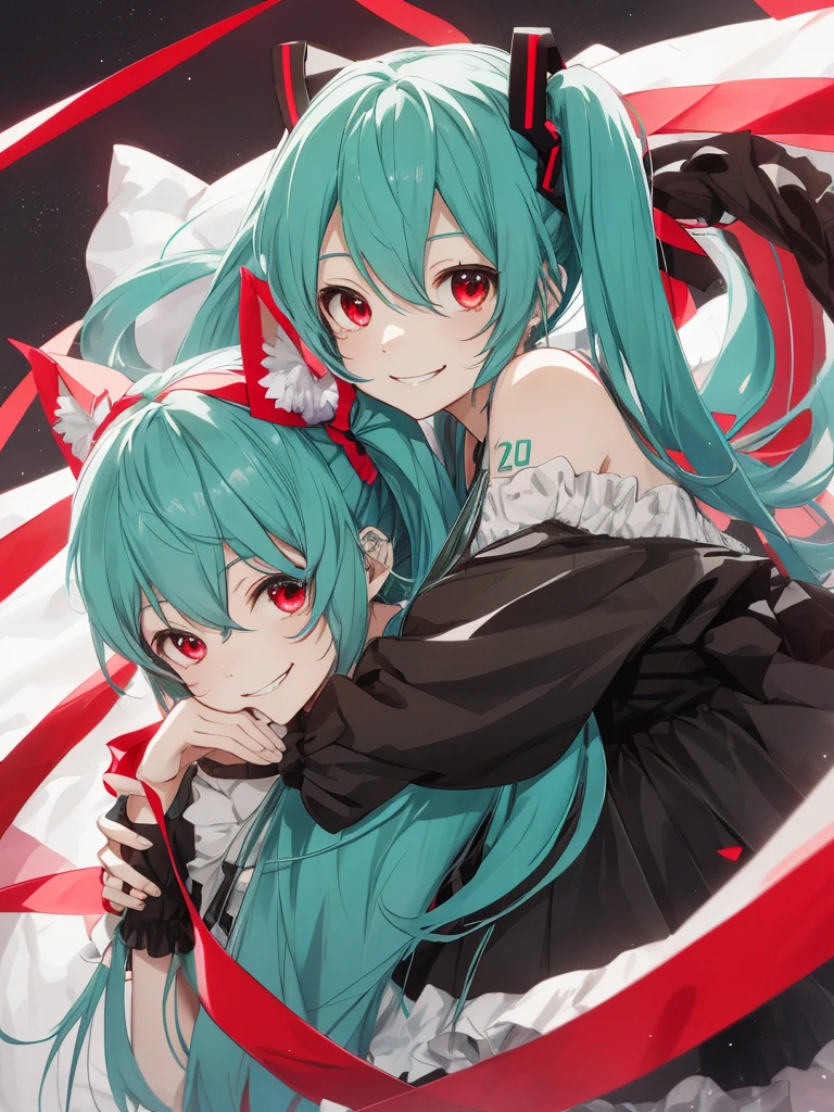 hatsune miku, yandere, blood, cute, cat ears