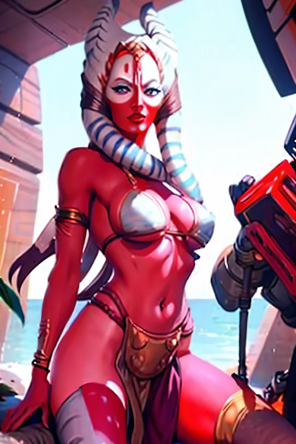 Togruta in metall bikini, loincloth, slutty eyelashes, lipstick