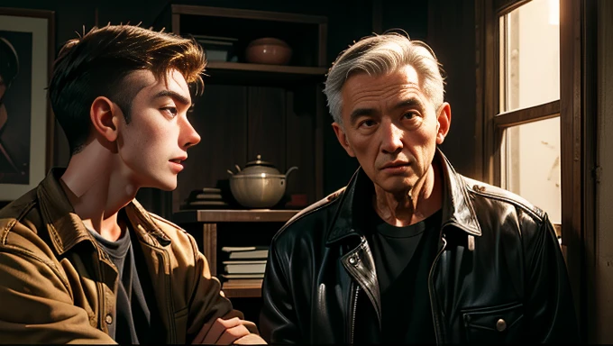 Lucas, A 20 year old young man, and his mentor Marco, A 65 year old man, so much faith, Determined and courageous, hyperrealisti, cinematographic.
