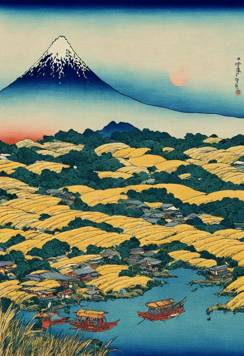 Autumn harvest、rice、Ukiyo-e