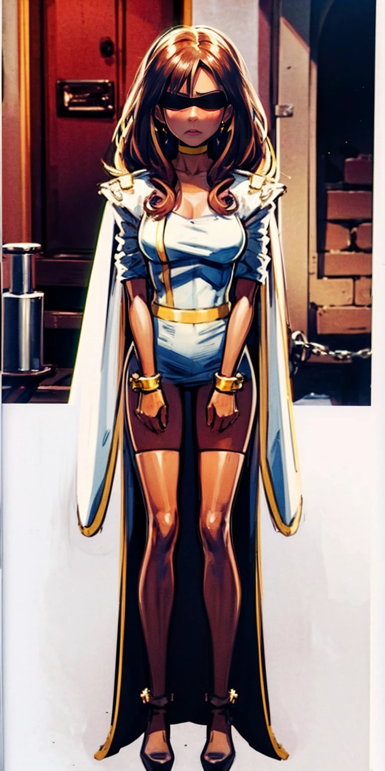 ((full body view:1.4)), ((masterpiece)), (((best quality))), ((mature face)), ((big eyes:1.4)), ((crown:1.4)), defined cheekbones, high cheekbones, illustration, ((muscular:1.3)), ((gold:1.4)), sexy bimbo, (gigantic breasts:1.2),long hair, ((detailed face:1.4)) beautiful woman, (lipstick:1.4), shiny skin, ((skindentation)), scribbles and marks,(puffy lips:1.4) , rough sketches, pose, 8k,16k, ( background, white background: 1.3) ((warm color palette)), white blouse