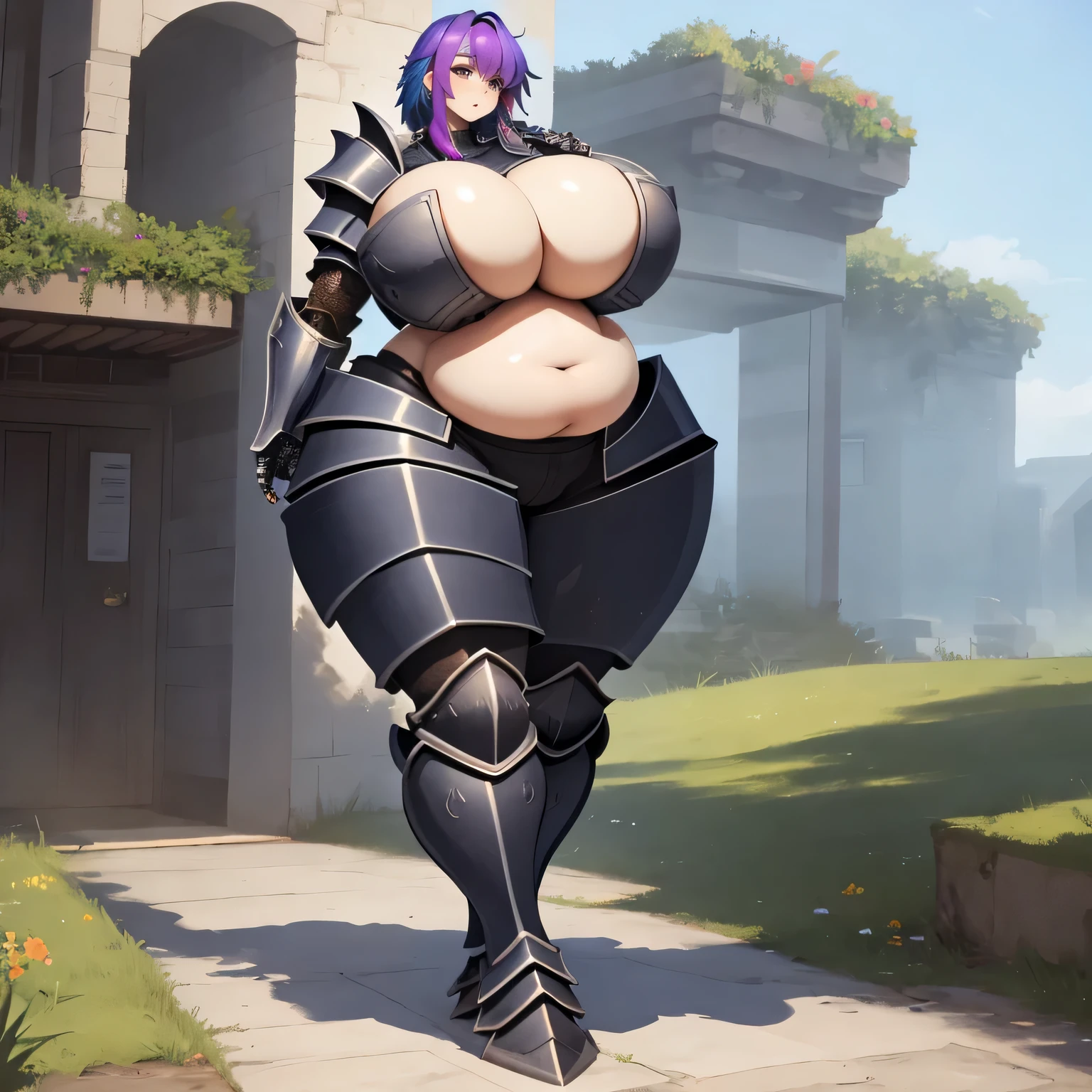 masterpiece, Absurd, close, One girl, Walking Vibrant Hair, ( plump, Wide Hips, Thick thighs, Huge breasts:1.12), Protruding belly,
break
(Armored:1.3)