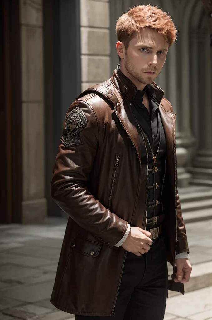 Max Riemelt with red hair and Templar outfit