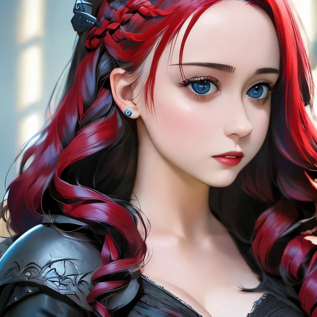 Face of Sophie Turner, Sansa Stark played by Sophie Turner, the de facto Lady of the Eyrie, is a 40-year-old mature queen with a stunning, alluring appearance. Full Face, pierced eyes, reddish lips, upper body shot, erotic Mediaeval costumes, game of thrones costumes, She wears a Game of Thrones-inspired costume and has a deep cleavage, a perfect thick body, and a perfect thick figure. The photograph captures her in a close-up, with her skin texture and facial features being ultra-realistic and realistic.
Waiting to start 
