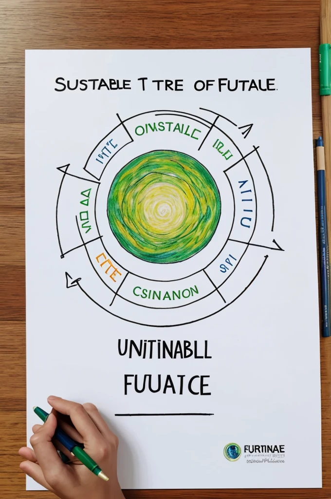 "Draw a picture representing a sustainable future for our planet."