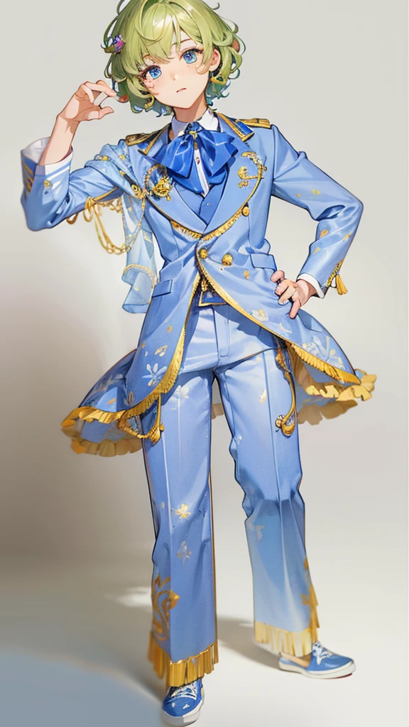Handsome cute boy suit marine motif Curly hair short hair whole body Fantasy