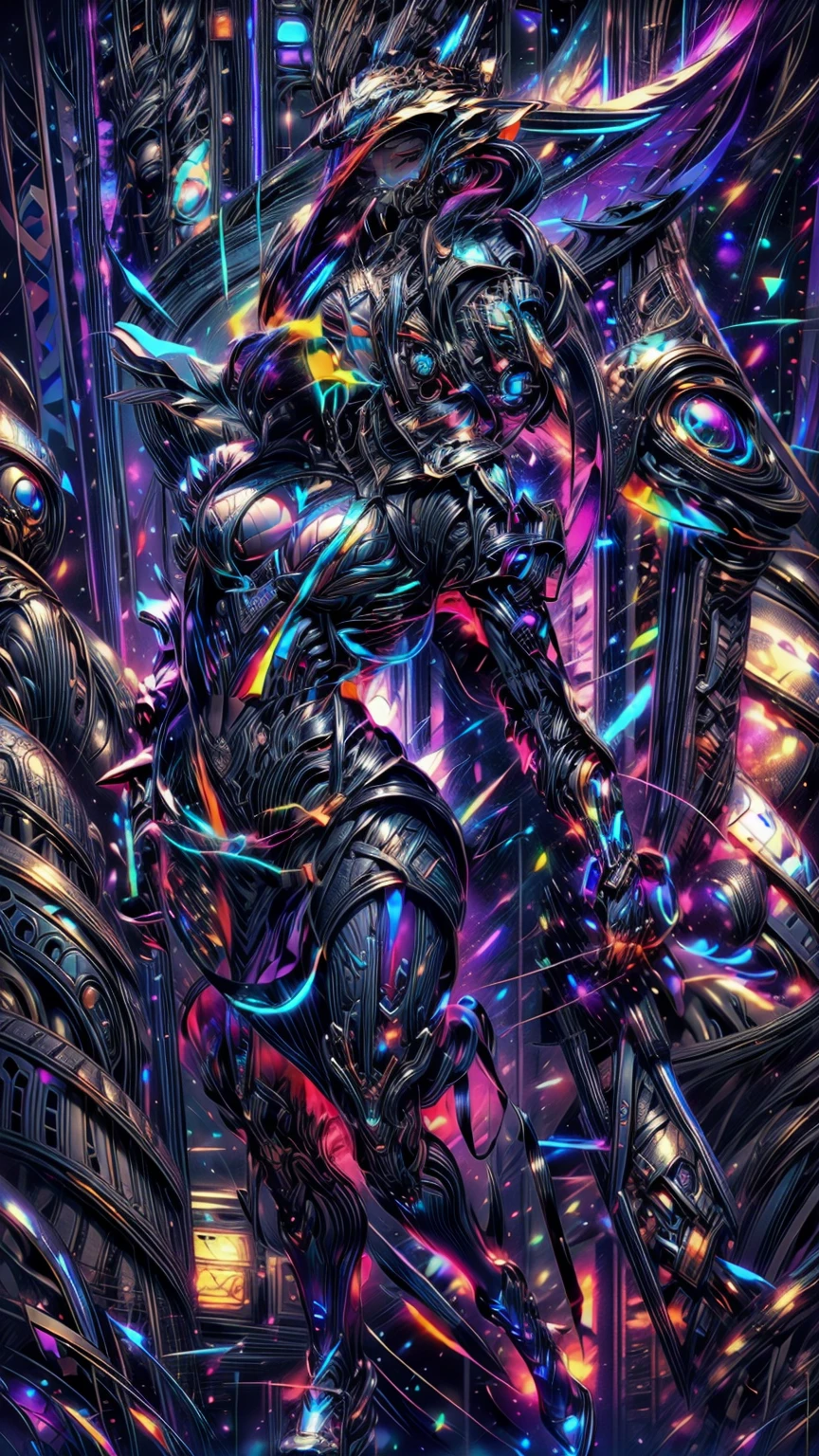 An ultra-realistic and ultra-detailed (Legendary Multicolored Psychedelic Masterpiece), ((HOLDING A GORGEOUS COLORFUL RAINBOWLUMINESCENT GALAXY IN HER HANDS)), ((full body portrait)), (Dynamic Angle), best quality, (Angled View), 1girl, She is a Gorgeous Magical Alchemist, a very noble Caucasian lady, ringed silver eyes, Calm, half closed eyes, thin body, slim waist, small breasts, (bare legs), Awesome Black Hair, a confident smile, ((HOLDING A GORGEOUS COLORFUL RAINBOWLUMINESCENT GALAXY IN HER HANDS)), Celestial Star Map, highly detailed expensive wizard's skirt, beautiful, dramatic, backlighting, night, midnight, (Multitude Of Stars), beautiful fantastic night view, (ultra-detailed, finely detailed beautiful eyes and face), high resolution, 8k UHD, perfect anatomy, perfect fingers, Highly detailed scenery, Highly detailed background, perspective, depth of field, atmospheric