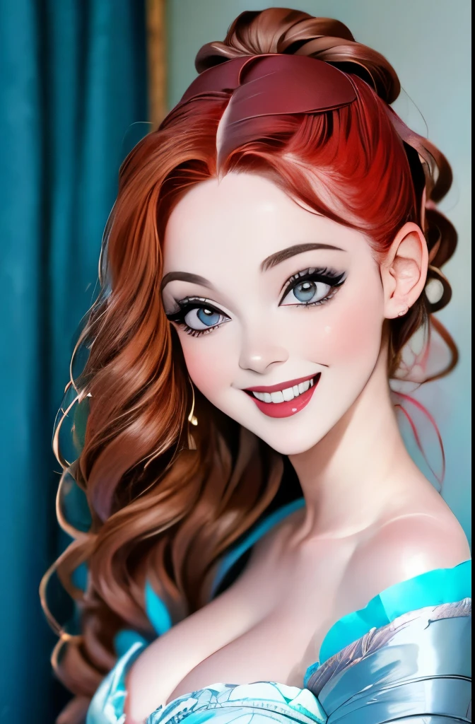 A full color portrait of a beautiful woman wearina a 15th-century royal attire, The Other Boleyn Girl movie set,lipstick,epic character composition,by ilya kuvshinov, alessio albi, nina masic,sharp focus, subsurface scattering, f2, 35mm, film grain , reddish hair 