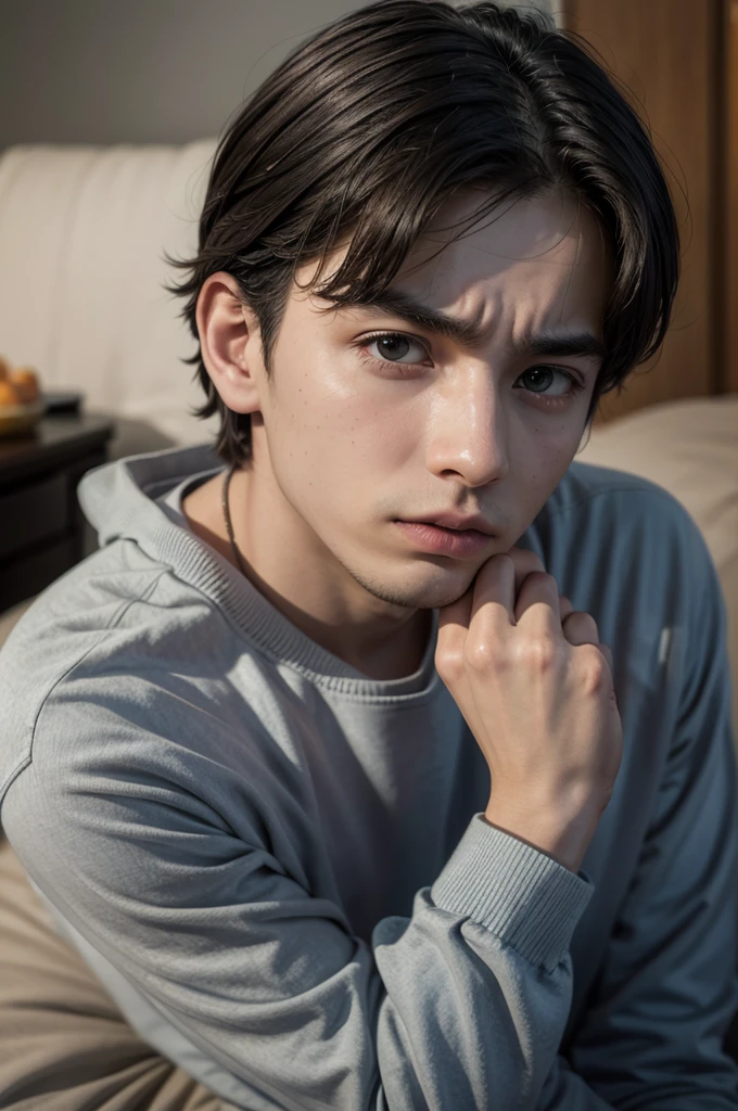 22 year old man with fear and worry.