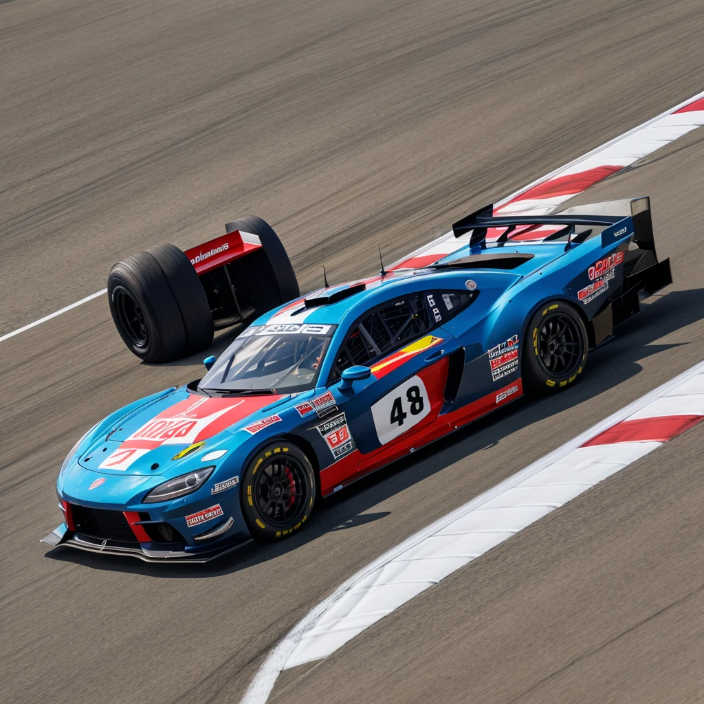 A RACING CAR ON RACE TRACK
