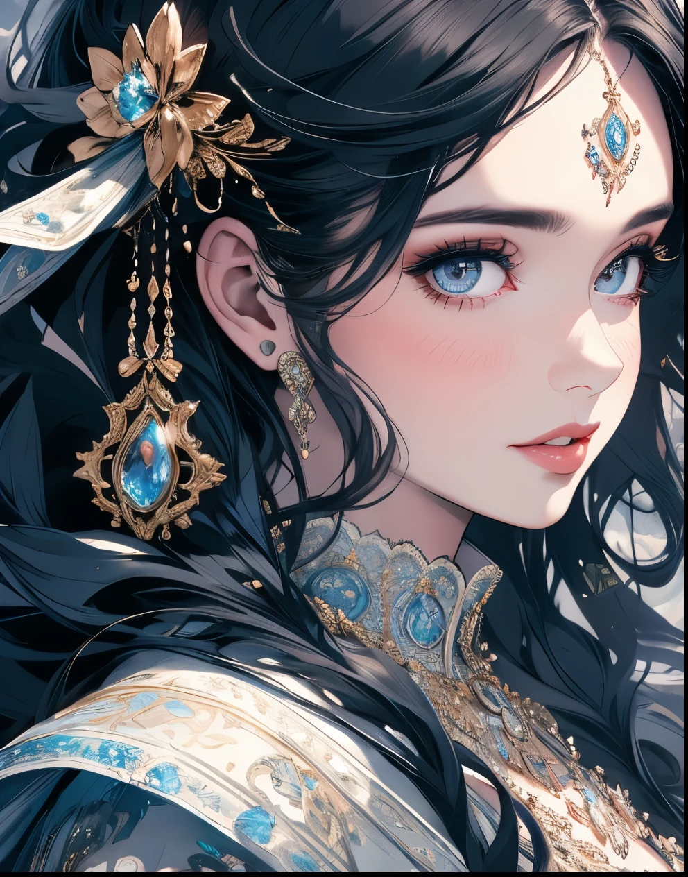 (1girl, beautiful detailed eyes, beautiful detailed lips, extremely detailed face and portrait, long eyelashes, hyperdetailed, intricate fractal art, highly detailed, masterpiece, best quality, 4k, 8k, highres, (fractal art:1.3), ultra-detailed, (realistic, photorealistic:1.37), cinematic lighting, dramatic lighting, volumetric lighting, vibrant colors, breathtaking, stunning, elegant, graceful)