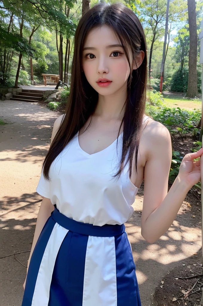 hightquality、8K Ultra HD、fullllbody、Seductive woman at 18 years old、robe blanche、light brown hair、Blue eyes、(There is a nice healing forest in the background)、cute little、Beautiful fece、portlate、Morning Spectacle、birdie、art by:Alberto Seveso、Symmetrical、Abstract art style、Complex and intricate watercolor painting 、digitial painting、explosion of colors、concept-art、Volumetric lighting、TanvirTamim、metal reflective、2d render、8K。 by artgerm、Trending on ArtStation