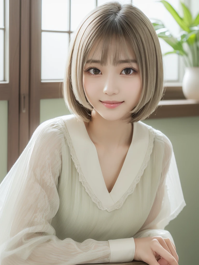 super highest quality, face focus, soft light, ultra high resolution, (realistic:1.4), RAW photo,
1 Japanese girl, alone, cute, (pupil, There'There'There's a light in my eyes), (detailed beautiful face:1.3) ((High resolution details of human skin texture:1.3) Beautiful glossy fair skin Beautiful three-dimensional effect
indoor,
Damask Shirt Dress, (Beautiful straight bob hair down to the tips:1.3) elegant and neat intelligent and stylish
(portrait) High definition focus on pupil diffused light from window beautiful gradation gentle smile (beautiful gradation:1.3) gentle smile