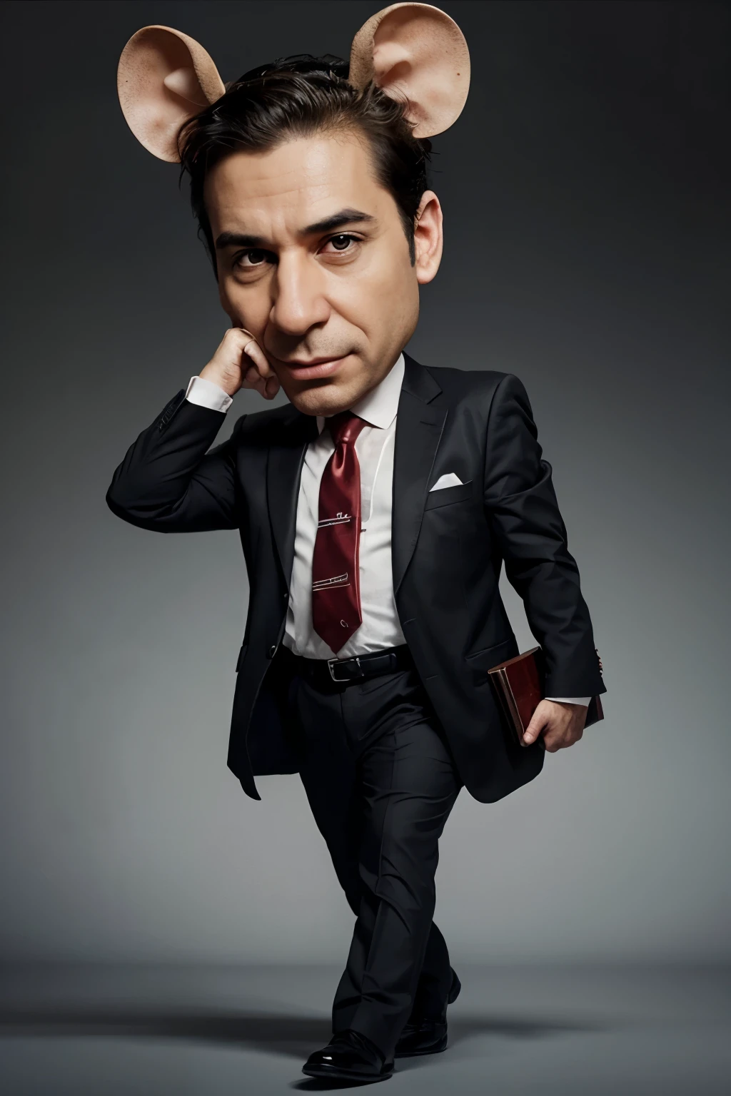 make a caricature about corruption, there is a mouse wearing a suit 