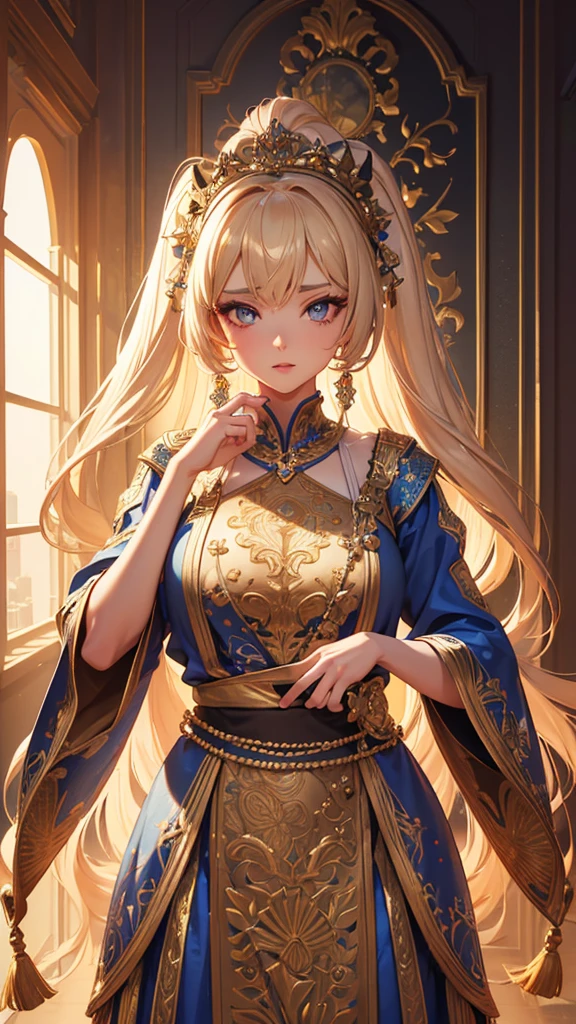 a highly detailed 3d render of a vtuber model, a girl standing straight facing a mirror, beautiful detailed eyes, beautiful detailed lips, extremely detailed face and hair, long eyelashes, delicate facial features, looking directly at the camera, smooth skin, wearing a colorful intricate costume with detailed textures, complex accessories, dynamic lighting, vibrant colors, cinematic composition, (best quality,4k,8k,highres,masterpiece:1.2),ultra-detailed,HDR
