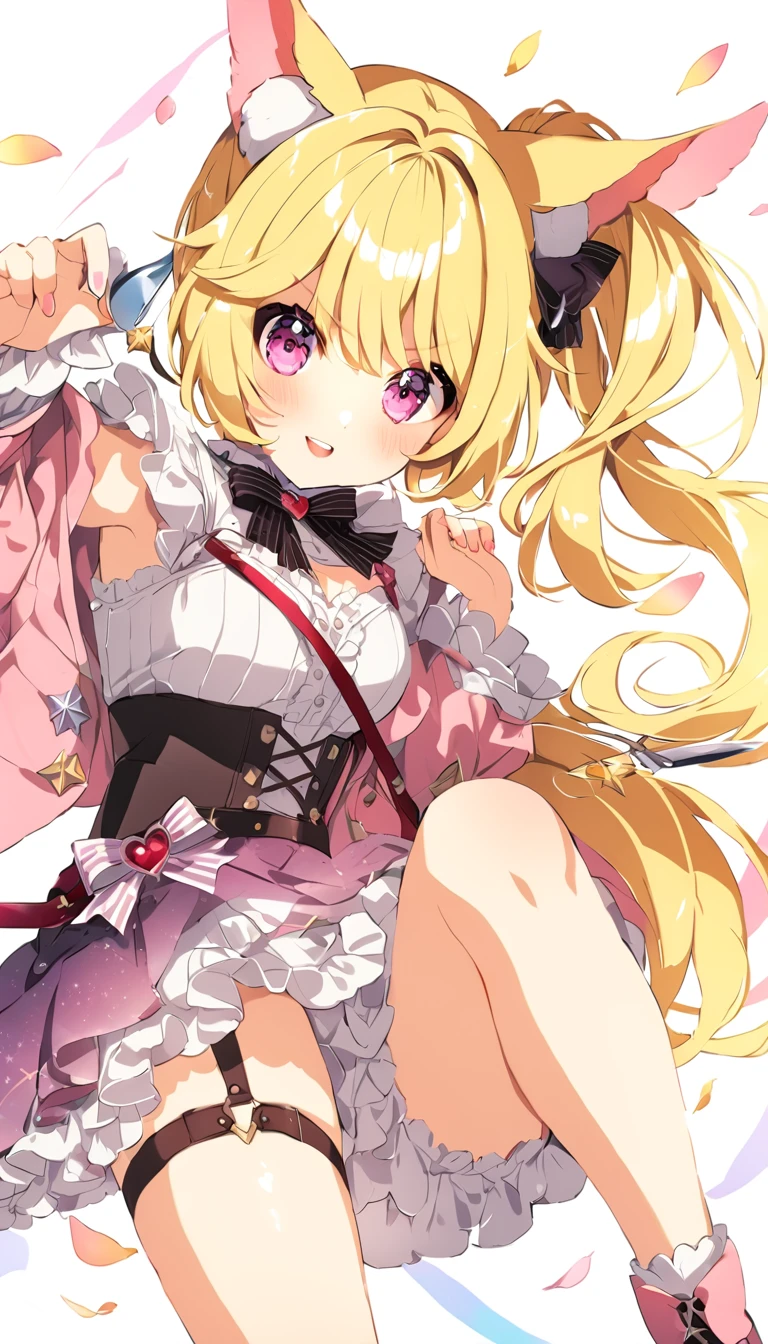 ponytail、Magical girl、dynamic pose、Blonde、knife