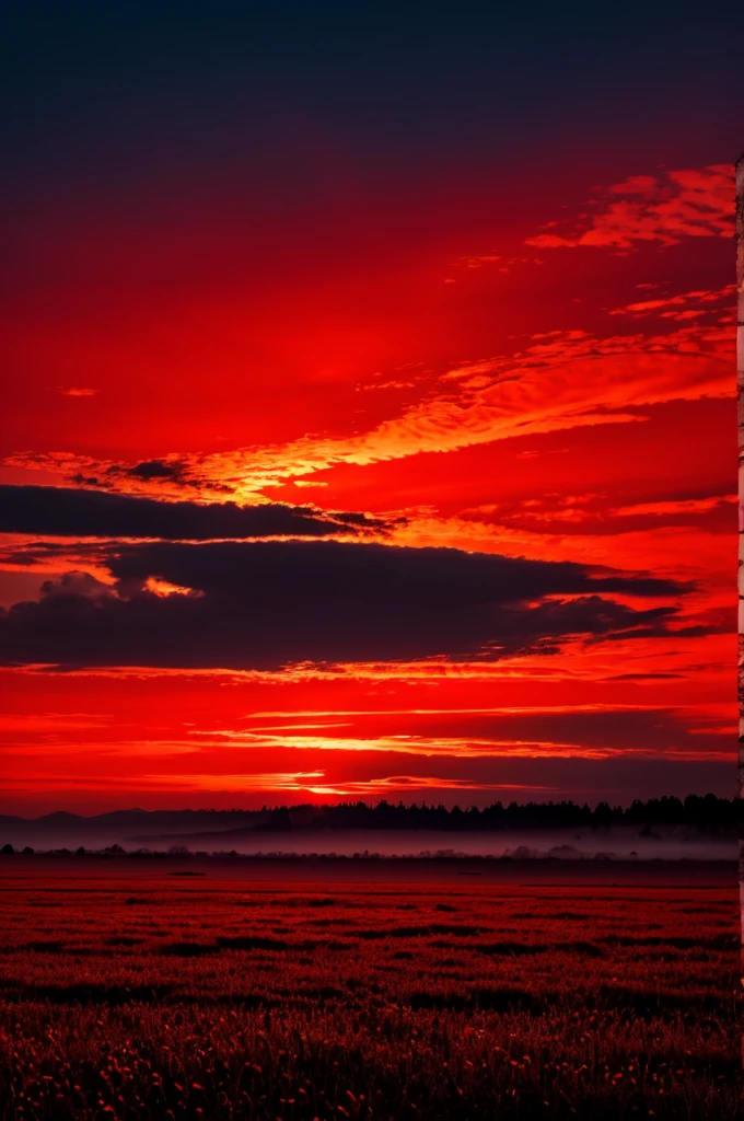 A rush of red shone into the sky with a frenzied noise, making it look like a dawning dawn.