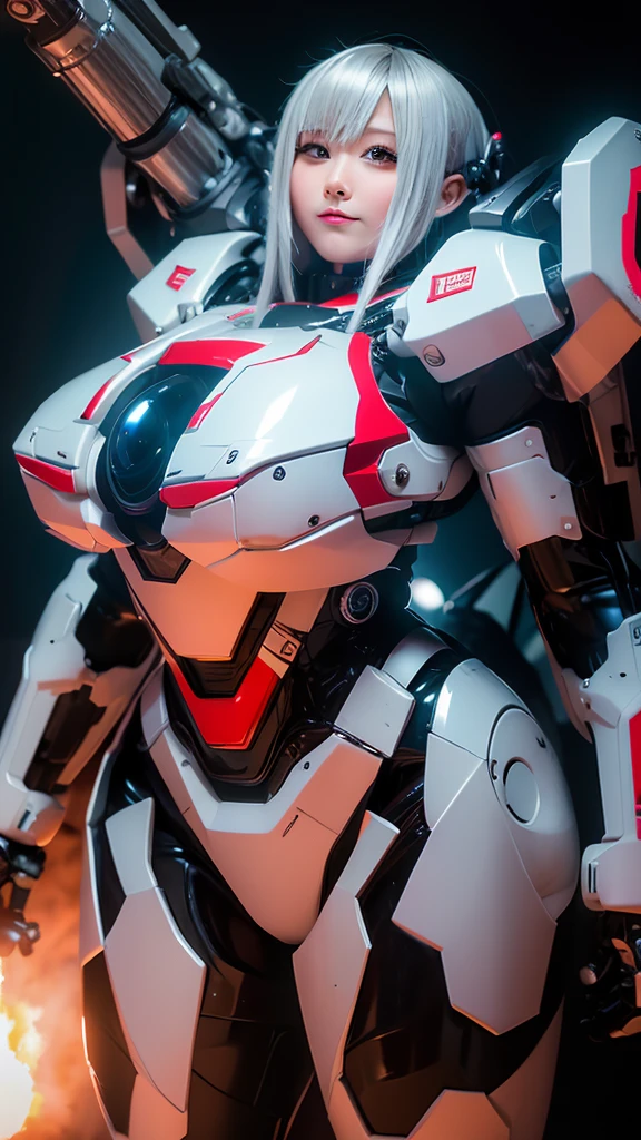  Super detailed, advanced details, high quality,  High resolution, 1080p, hard disk, beautiful,(war machine),Oppai Missile,Capture the big picture,beautiful,Mecha cyborg girl,battle mode,Mecha body girl,She is wearing a futuristic war machine weapon mecha