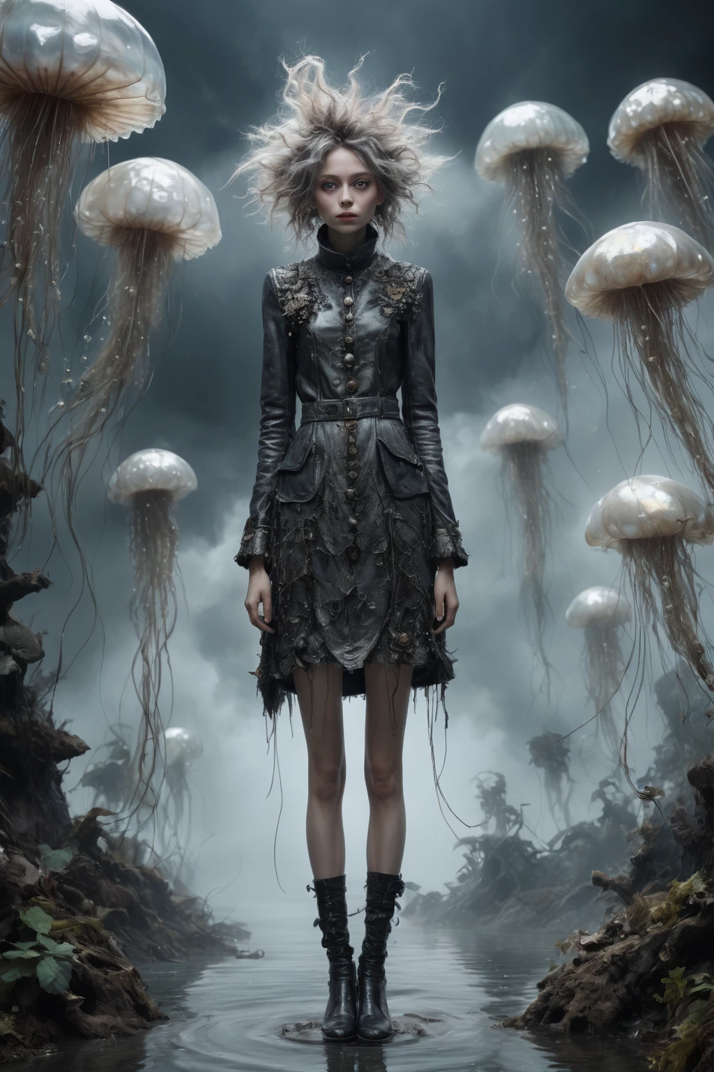 full body length shot,pearl fairy, who can't fly,Cinematic,Muted colors, Technicolor,natural skin textures, hyper realisitic, hyper detailed,Extremely detailed,High contrast,Masterpiece,Realistic,Ultra Detailed,mother-of-pearl leather,Quentin Blake Style Photography, wlop,full body length,once pretty,full body,bailong plant Caribbean sparas made of dead charcoal plants,charcoal Krampus,ominous winter landscape, intricate details,realistic humid skin,extremely intricate,Epic Realistic drama, Romantic, cinematic style,Nicola Samori,Wangechi Quality,orc, messy hair,urban,pretty face,extremely detailed,masterpiece,intricate details,faded,eyes extremely detailed,high detailed eyes,16k resolution,RAW, Nikon Z9,transition between two art styles, Ink painting to photorealism, Double contact, X-ray,natural skin textures, hyper realism, hyper detailed,Extremely detailed,High contrast,Masterpiece,Realistic,Ultra Detailed, intricate details,realistic humid leather,extremly intricate,Epic Realistic, cinematic style,irina yermolova,high contrast,hdr,extremely detailed,badonkadonk,jellyfish's leather