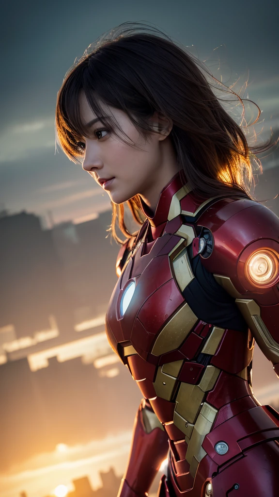 (One girl:1.3), alone,__Body parts__, Official Art, unity 8k wallpaper, Super detailed, beautiful and aesthetic, beautiful, masterpiece, 最high quality, born, masterpiece, Ultra HD Photos,, 最high quality, Ultra-high resolution, Realistic, sunlight, Full body portrait, stunningly beautiful,, Dynamic pose, Delicate face, bornきbornきとした目、Eyes in detail, (Side view、Looking back), She is cosplaying as Iron Man, Red and Gold, Highly detailed abandoned warehouse background, Detailed face, Detailed, intricate and busy background, Messy, nice,, Skin with attention to detail, Realistic skin detail, Detailed pores, Bold composition、Sharp focus, Volumetric Fog, 8K Ultra HD, Digital single-lens reflex camera, high quality, Film Grain, , Photorealism, Lomography, A sprawling metropolis in a dystopian future, View from below, translucent
