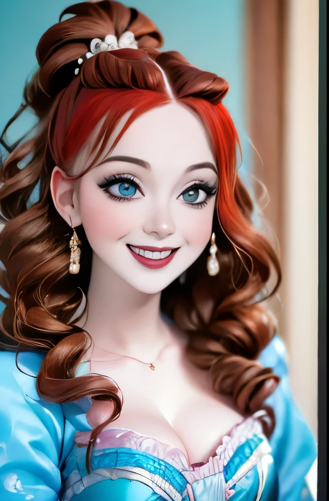 A full color portrait of a beautiful woman wearina a 15th-century royal attire, The Other Boleyn Girl movie set,lipstick,epic character composition,by ilya kuvshinov, alessio albi, nina masic,sharp focus, subsurface scattering, f2, 35mm, film grain , reddish hair 