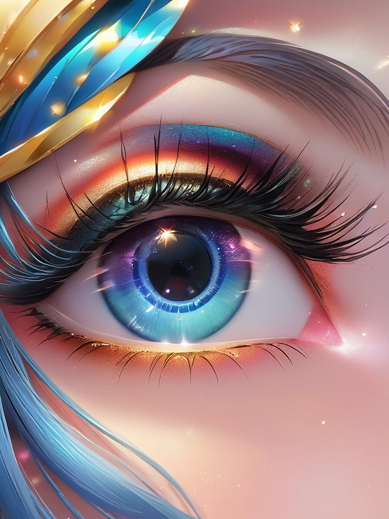 An roster with(A very, very beautiful big eye close-up), (Extremely long eyelashes), (Wearing beautiful makeup)
