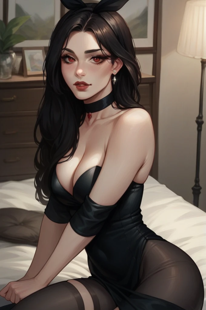 Beautiful red lady, beautiful dress, curves, beautiful woman, HD quality, digital art