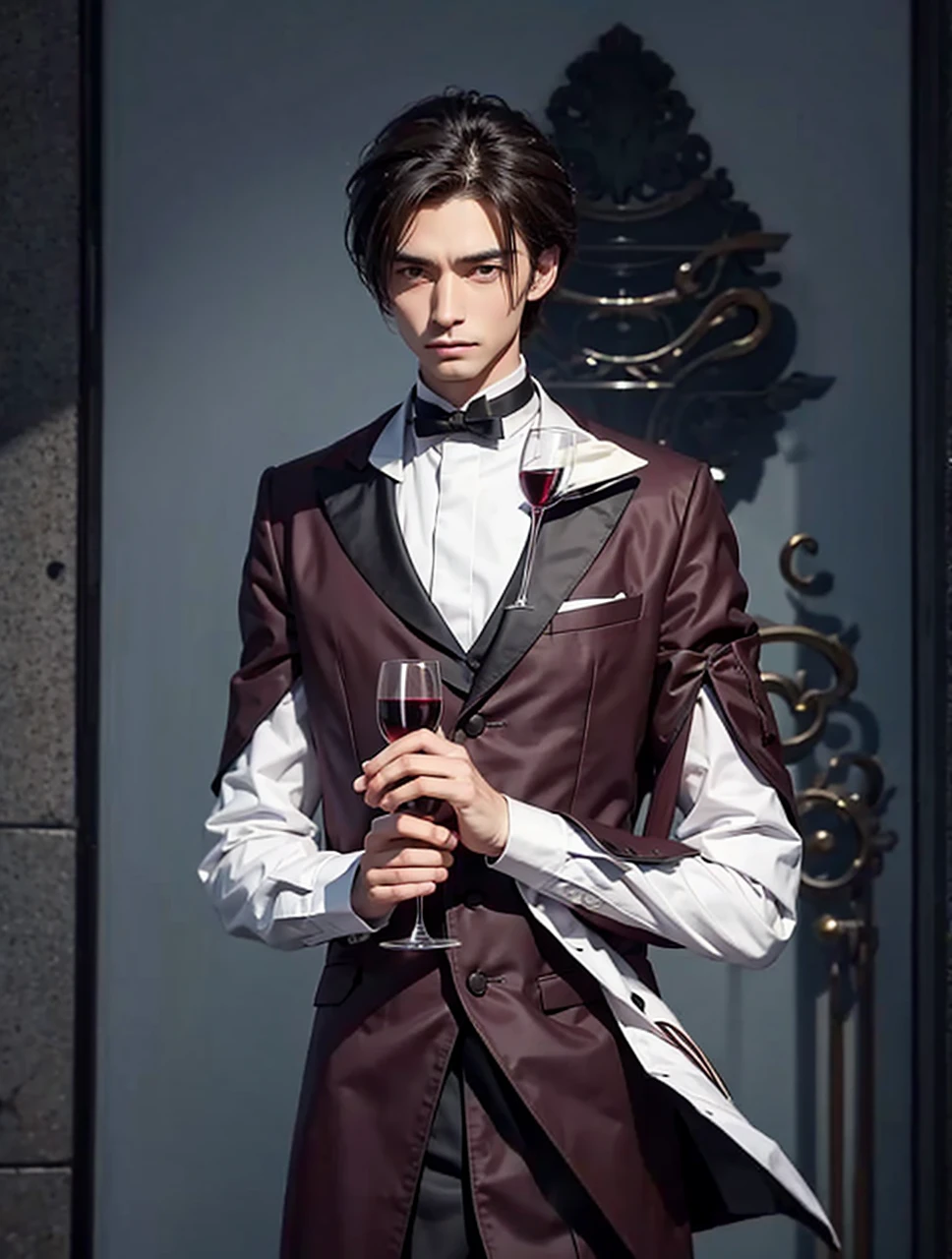 Standing man holding a wine glass