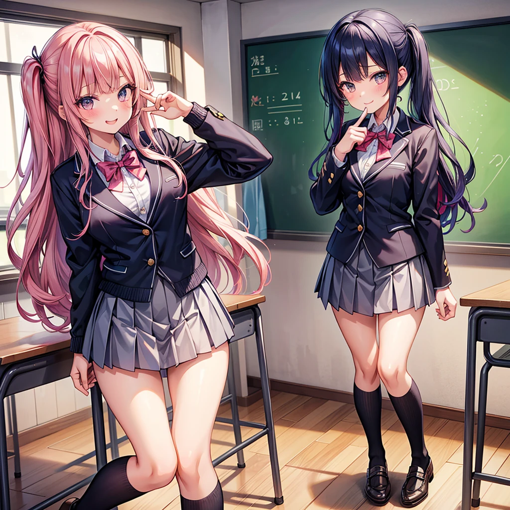 middle School girls，smile，Beautiful girls，Latest Fashion，model，Gravure idol，The best quality to get you horny，classroom，Perfect Girl，Multi-colored hair，Standing posture，Super cute girl，uniform，blazer，cardigan，Long Hair、未来のuniform，She has her bangs down，Ultra HD，Young girl，Sex，Naughty Girls，Blowjob，Full body image，Disorganized，Beautiful girls，