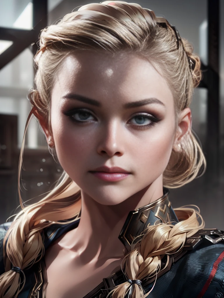 best quality, masterpiece, 
(photorealistic:1.25),
portrait photo of adult female, (highly detailed face),
norse mythology,
french_braid top knot, blonde hair, viking hairstyle,
sharp details, (high detail skin),
skin pores,
hdr, professional  studio photography