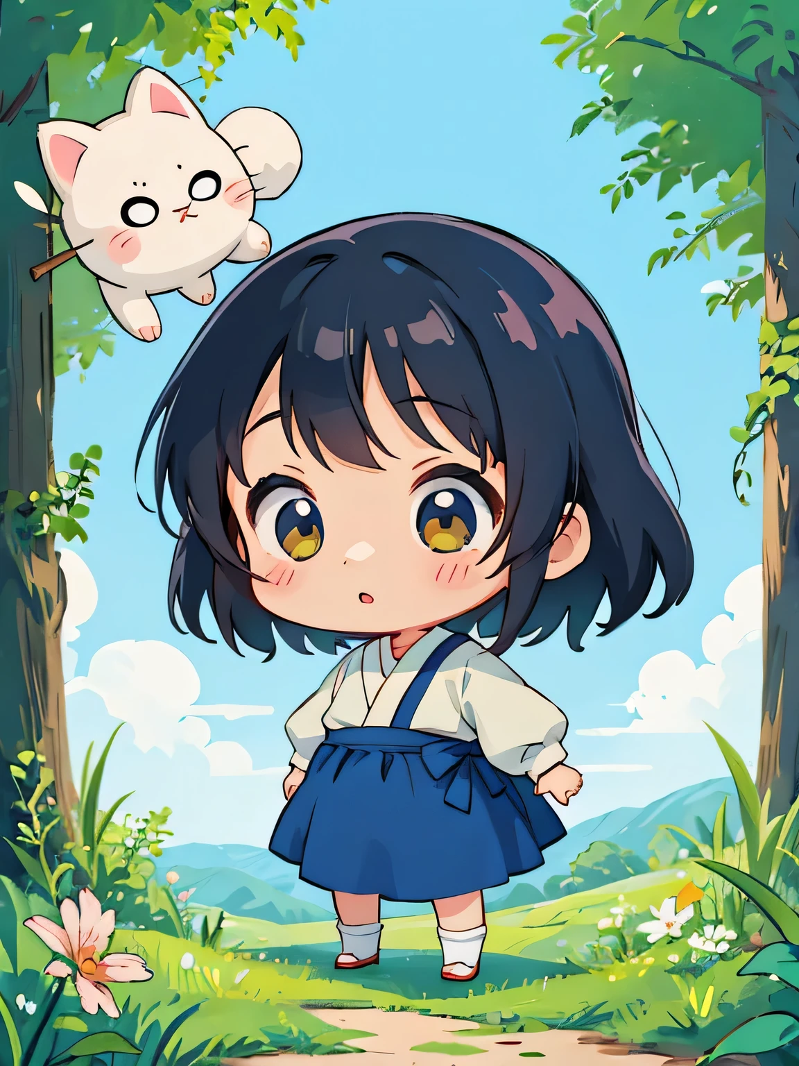Hayao Miyazaki style、Kawaii Design, The most beautiful girl of all time、chibi, メロンの中, メロン
