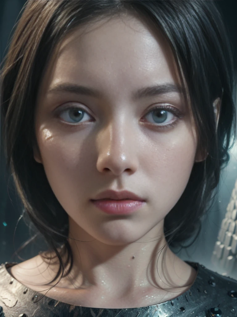 a girl with a gun, beautiful detailed eyes, beautiful detailed lips, extremely detailed eyes and face, long eyelashes, detailed facial features, high quality, 8k, ultra-detailed, realistic, photorealistic, photo-realistic, HDR, UHD, studio lighting, ultra-fine painting, sharp focus, physically-based rendering, extreme detail description, professional, vivid colors, bokeh, portrait, cinematic lighting, dramatic lighting, chiaroscuro, dark and moody, dystopian, intense colors, high contrast