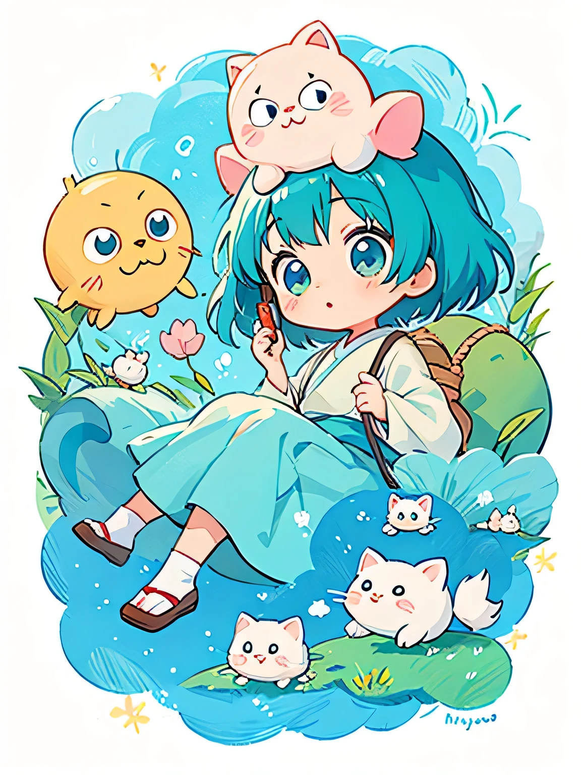 Hayao Miyazaki style、Kawaii Design, The most beautiful girl of all time、chibi, メロン