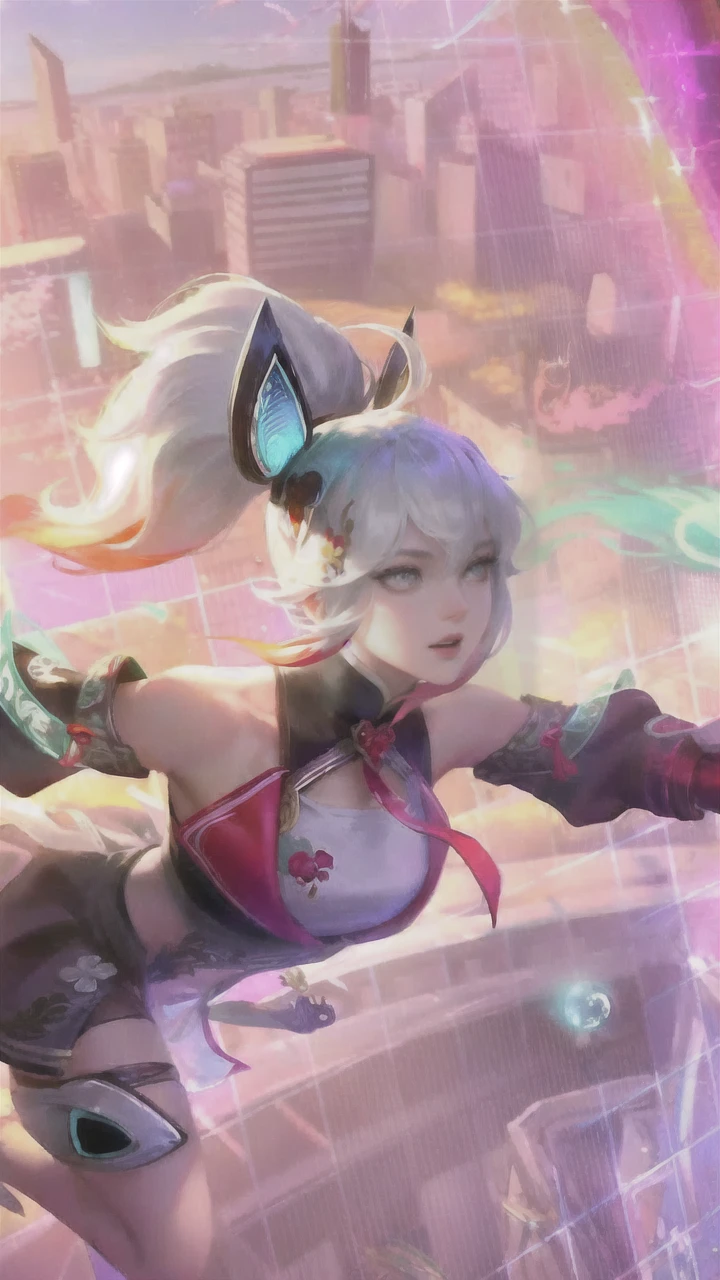 Masterpiece, Best Quality, Night, Full Moon, 1 Girl, Mature Woman, Chinese Style, Ancient China, Sisters, Royal Sisters, Cold Expressions, Faceless, Silver White Long haired Woman, Light Pink Lips, Calm, Intellectual, Three Belts, Gray Pupils, Assassin, Flower Lantern, Carrying Lanterns, Flower Ball Background, Strolling on the Street Landscape